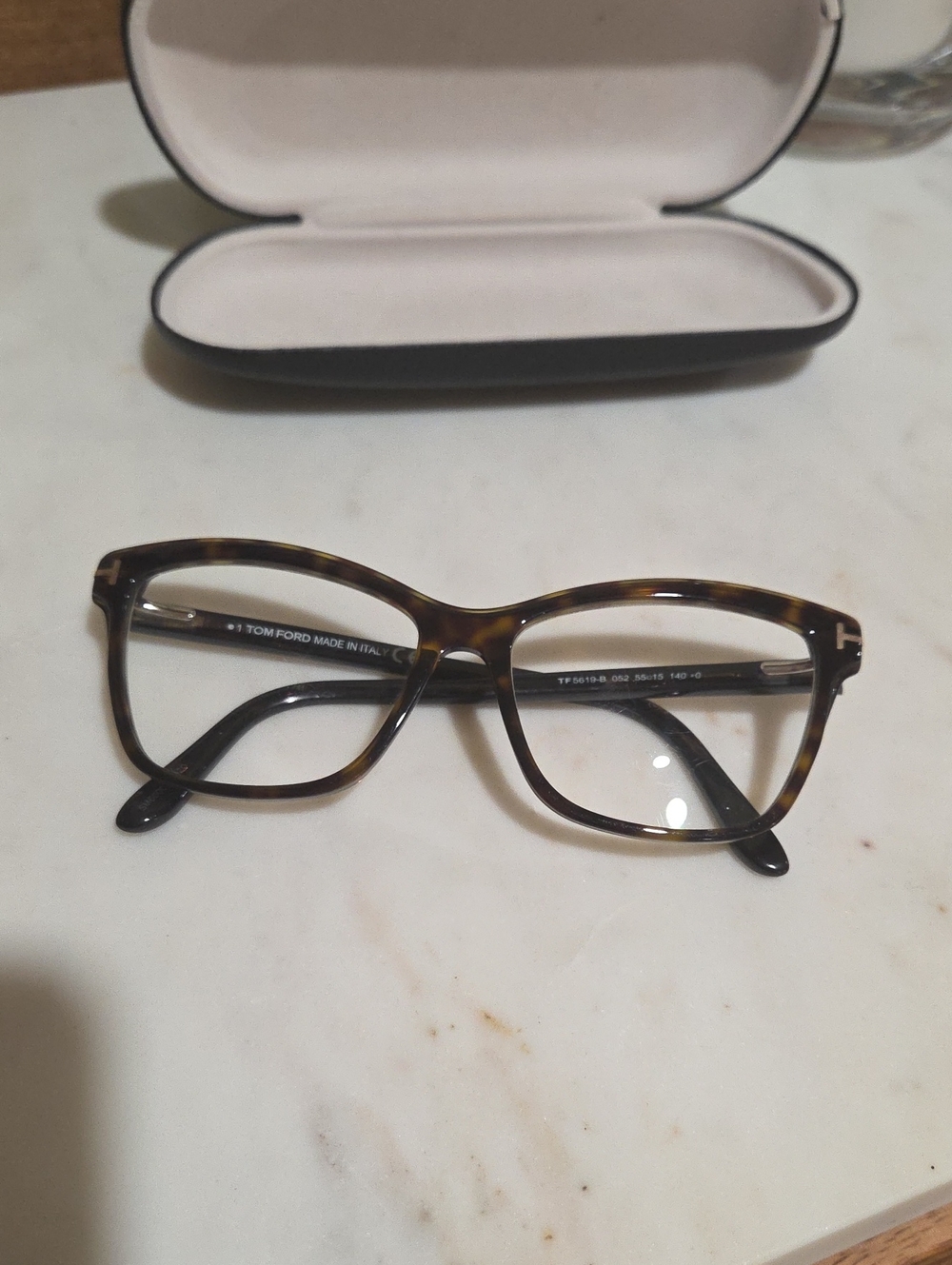 Tom Ford Dark Tortoise Eyeglass Arm with White Logo